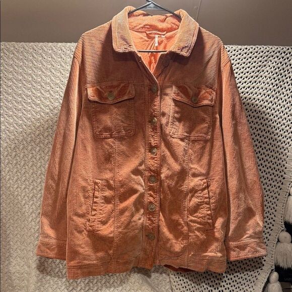 Free People Jackets & Blazers - FREE PEOPLE LARGE Women's Corduroy Jacket - ORANGE (salmon)